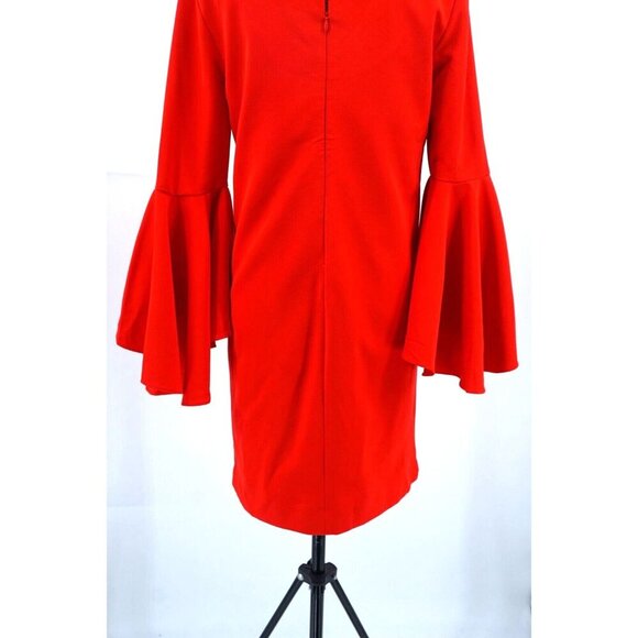 Catherine Dress Women 4 Red Midi Flutter Long Sleeve Lined Zipper Party Festive - Picture 8 of 10